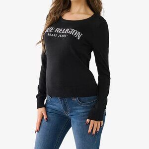 TRUE RELIGION CRYSTAL LOGO SWEATER Black